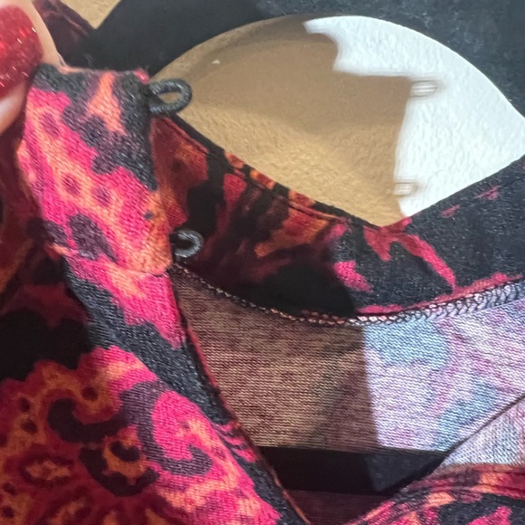 AGB paisley dress women S print high neck midi 3/4 sleeve red lightweight new - Picture 11 of 14